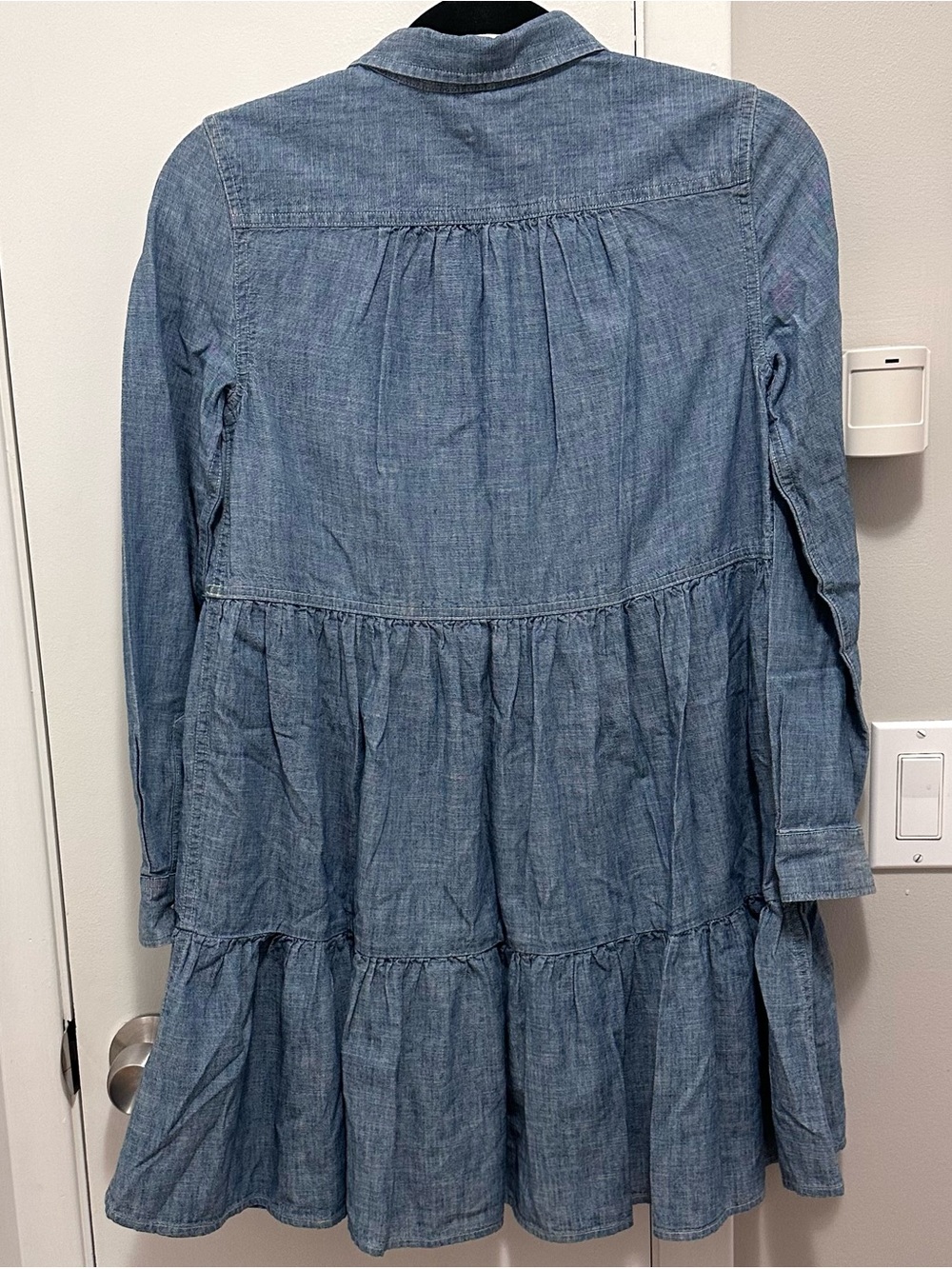 Polo Ralph Lauren Blue Chambray Tiered Long Sleeve Shirt Dress Girls 14 Collar - Picture 2 of 8
